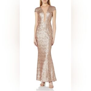 Dress the Population Michele Rose  Gold Sequins Dormal Gown Size Medium